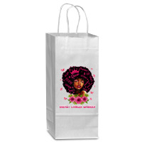 Black Women Black Queen Breast Cancer Warrior Pink Ribbon T Shirt Wine Paper Bag - 5 1/2 X 3 1/4 X 13 | Artistshot