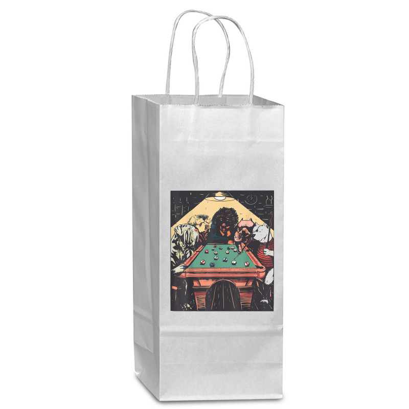 Game Night Time Dogs On Billiards Pool Table Shooting 8 Ball T Shirt Wine Paper Bag - 5 1/2 X 3 1/4 X 13 | Artistshot