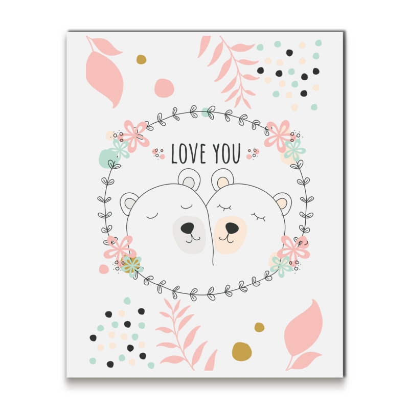 Happy Valentine's Love You With Animal Cute Metal Print Vertical | Artistshot