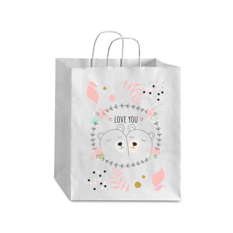 Happy Valentine's Love You With Animal Cute Debie Paper Bag - 10 X 5 X 13 | Artistshot