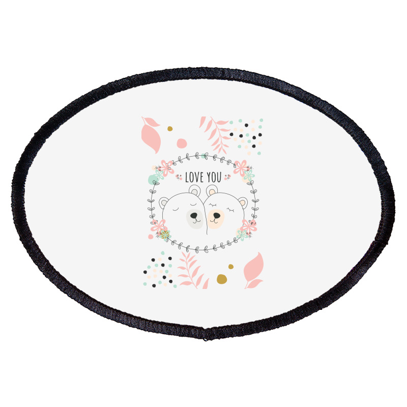 Happy Valentine's Love You With Animal Cute Oval Patch | Artistshot