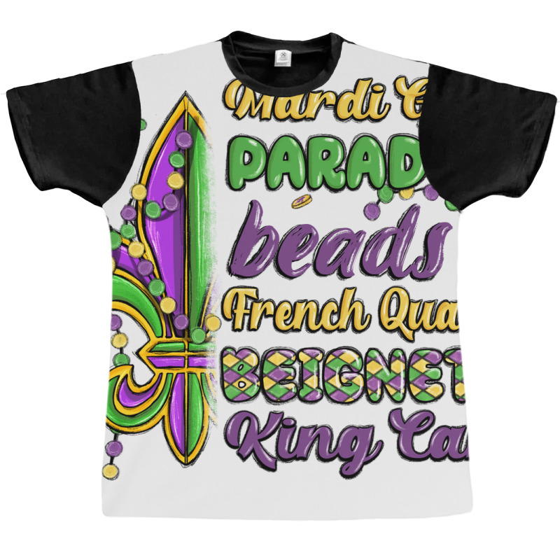 Mardi Gras Parades Beads French Quarter Beignets K Graphic T-shirt | Artistshot