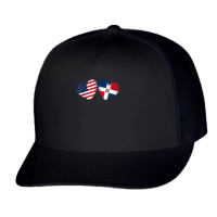 Usa Dominican Republic Flag Heart Dominican American T Shirt Trucker Cap | Artistshot