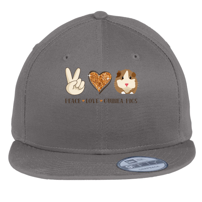 Peace Love Guinea Pigs Lover Peace Sign Hand And Cute Heart Design Flat Bill Snapback Cap | Artistshot