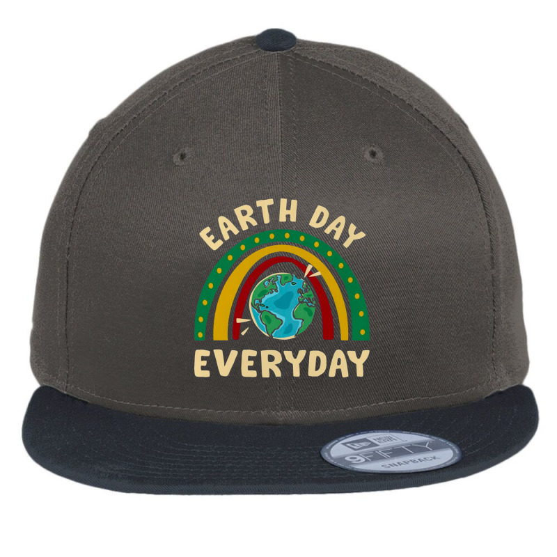 Rainbow Earth Day Flat Bill Snapback Cap by opan | Artistshot