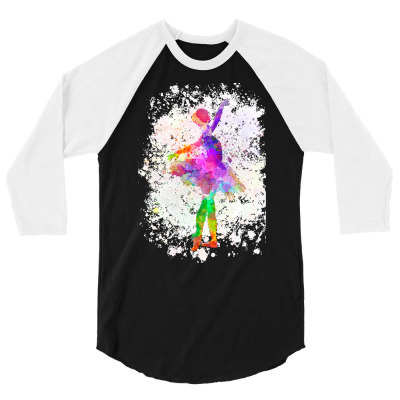 Classical Ballet Girl In Watercolor 3/4 Sleeve Shirt Designed By Removesyrian