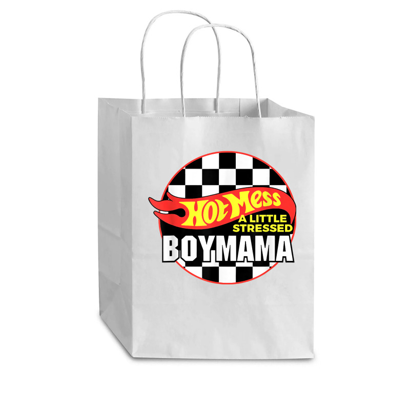 Gift For Boy Mama Hot Mess A Little Stressed Boy Mama T Shirt Cub Paper Bag - 8 X 4 1/2 X 10 1/4 | Artistshot