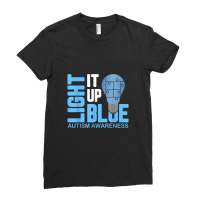 Light It Up Blue Autism Awareness Shirt Puzzle Piece Ribbon Ladies Fitted T-shirt | Artistshot