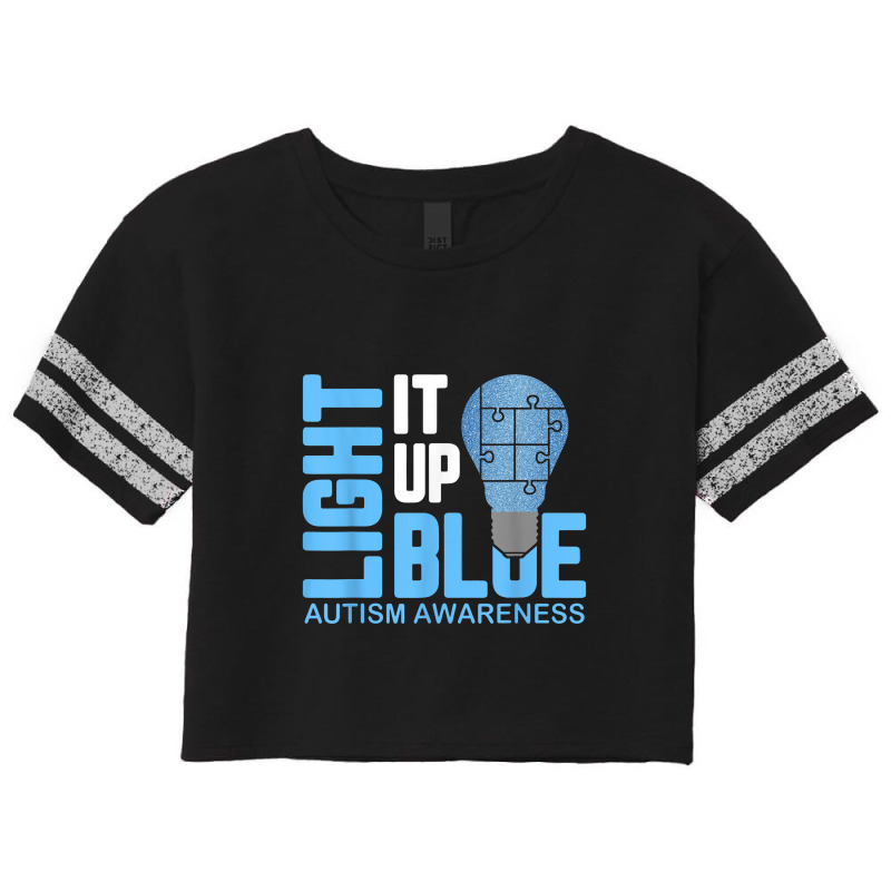 Light It Up Blue Autism Awareness Shirt Puzzle Piece Ribbon Scorecard Crop Tee by salamwarna | Artistshot