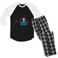 Light It Up Blue Tshirt Puzzle Heartbeat Autism Awareness Men's 3/4 Sleeve Pajama Set | Artistshot