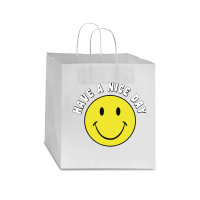 Retro Have A Nice Day Smile Happy Face Star Paper Bag - 13 X 7 X 13 | Artistshot