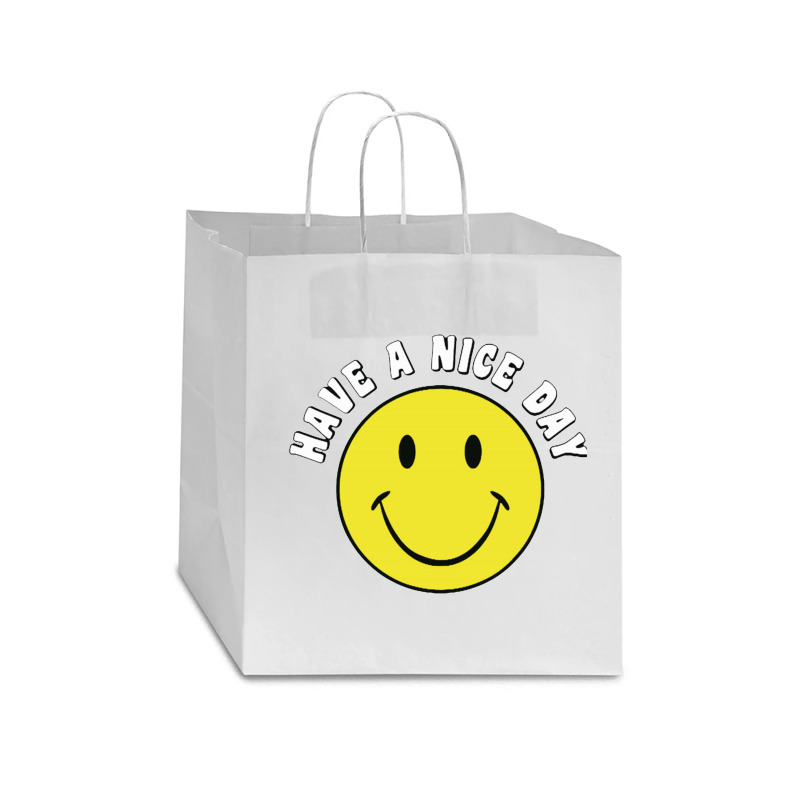 Retro Have A Nice Day Smile Happy Face Star Paper Bag - 13 X 7 X 13 | Artistshot