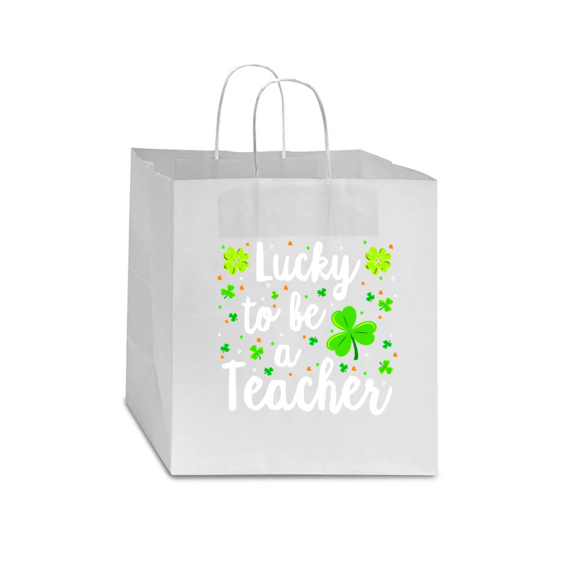 St Patricks Day Teacher  Lucky To Be A Teacher Star Paper Bag - 13 X 7 X 13 | Artistshot