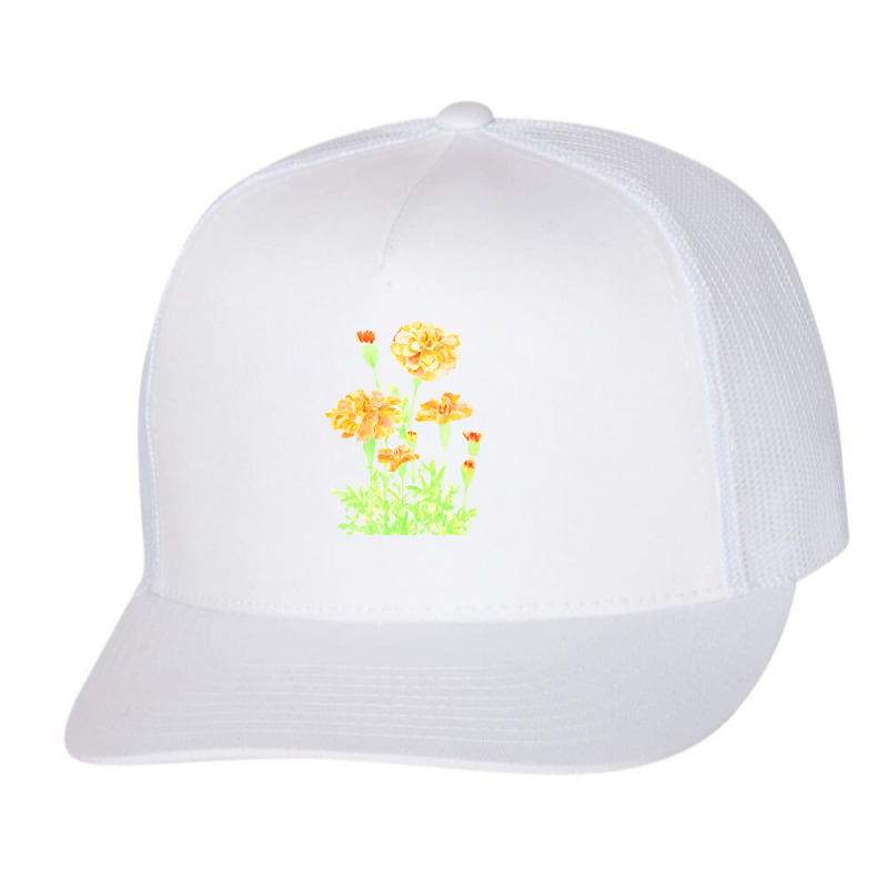 Orange Mexican Marigold Flowers T  Shirtorange Mexican Marigold Flower Trucker Cap by briocherepair | Artistshot