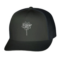 Standing Lotus Line Art Trucker Cap | Artistshot