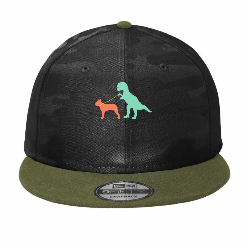 Boston Terrier T  Shirtfunny Boston Terrier Dinosaur Cute Boston Terri Camo Snapback | Artistshot