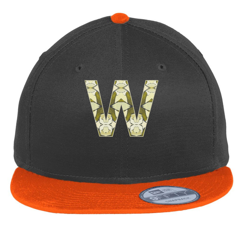 Letter W T  Shirt Letter W Monogram Olive Green Abstract Pattern Paint Flat Bill Snapback Cap | Artistshot