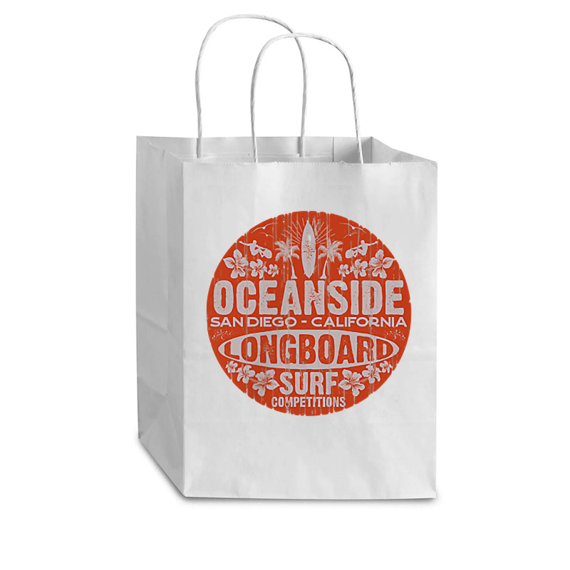 2 Sided Oceanside Longboard Surf Competitions Vintage Badge T Shirt Cub Paper Bag - 8 X 4 1/2 X 10 1/4 | Artistshot