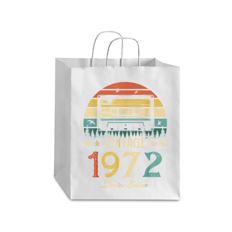 Vintage 1972 Retro Cassette 1972 50th Birthday 50 Years Old T Shirt Debie Paper Bag - 10 X 5 X 13 | Artistshot