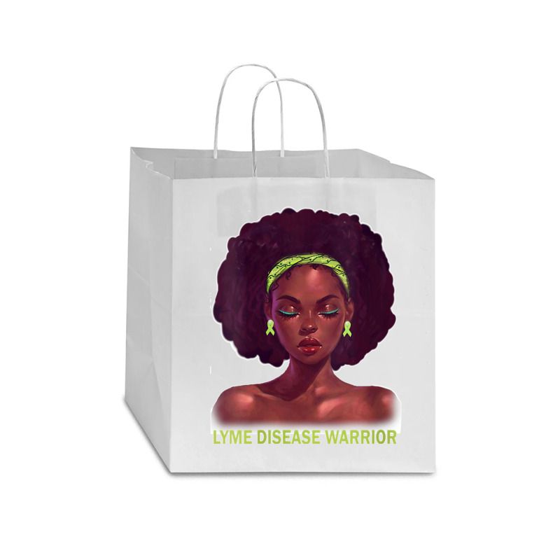 Womens Afro African American Black Woman Lyme Disease Warrior V Neck Star Paper Bag - 13 X 7 X 13 | Artistshot