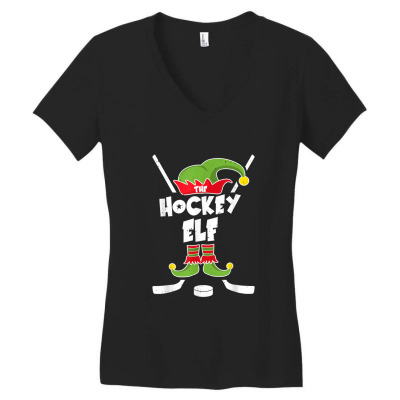 Ice Hockey Elf T Shirt Funny Hockey Xmas Elve Costume Gift T Shirt Women's V-neck T-shirt Designed By Yuh2105