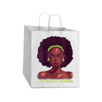 Womens Afro African American Black Woman Lyme Disease Warrior V Neck Take Out Paper Bag - 14 X 10 X 15 1/2 | Artistshot