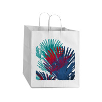 Big Palm Leaves Pattern Blue Color T  Shirtpalm Leaves Pattern Blue Co Take Out Paper Bag - 14 X 10 X 15 1/2 | Artistshot