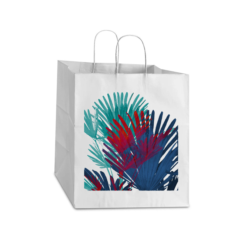 Big Palm Leaves Pattern Blue Color T  Shirtpalm Leaves Pattern Blue Co Take Out Paper Bag - 14 X 10 X 15 1/2 | Artistshot