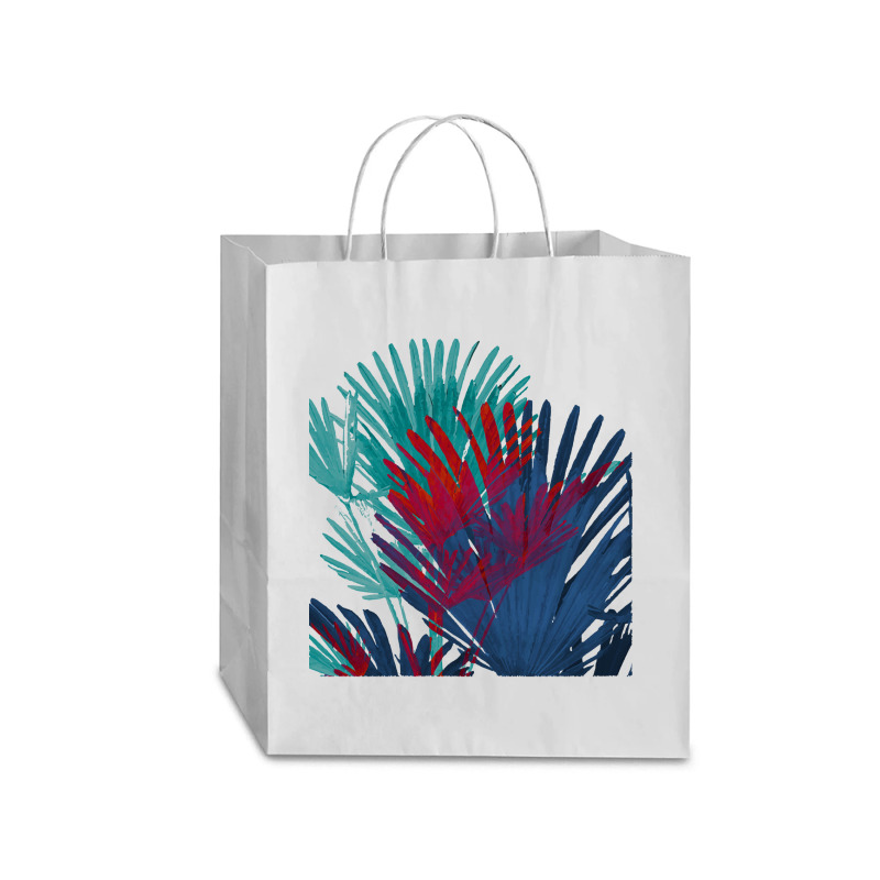 Big Palm Leaves Pattern Blue Color T  Shirtpalm Leaves Pattern Blue Co Traveler Paper Bag -13 X 6 X 15 3/4 | Artistshot