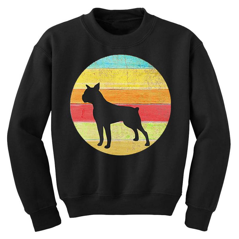 Boston Terrier Dog T  Shirt Boston Terrier Vintage Rainbow Silhouette Youth Sweatshirt by pitifulhere | Artistshot