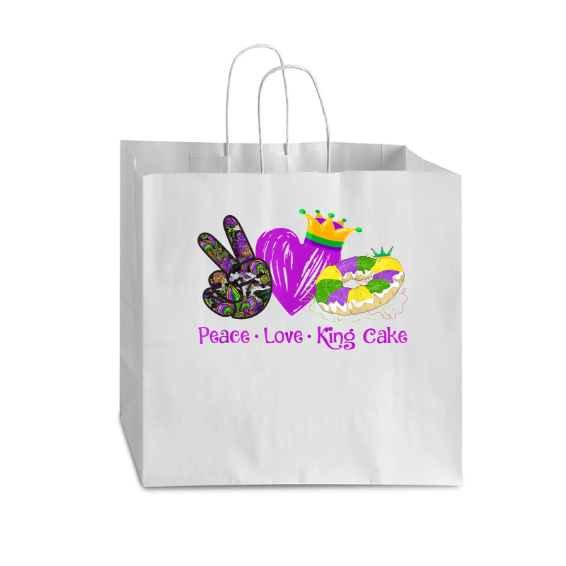 Peace Love King Cake Funny Mardi Gras Party Carnival Gifts T Shirt Vogue Paper Bag - 16 X 6 X 12 | Artistshot