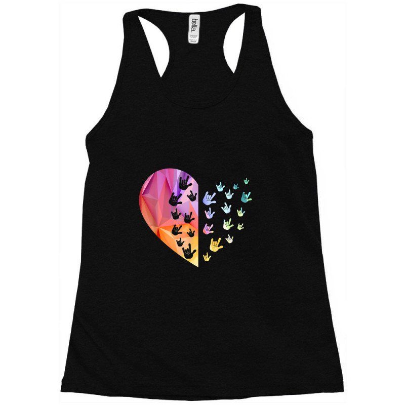 Sign Language Heart   Asl Gift Deaf Gift Asl Teacher Gift T Shirt Racerback Tank by Vivu991 | Artistshot