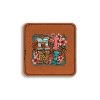 Floral Leopard Frame Mini Square Leatherette Patch | Artistshot