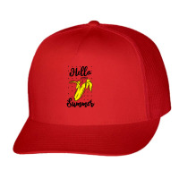 Hello Summer Banana Trucker Cap | Artistshot