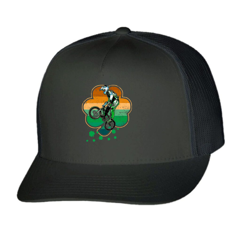 Patrick's Day Bmx Motocross Bike Racing Bicycle Rider Sports Trucker Cap by UbengArt | Artistshot