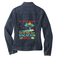 Beach Vacation 2022 Retro Lost Paradise St. Kitts Beach Ladies Denim Jacket | Artistshot