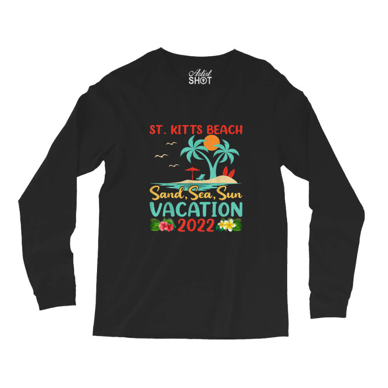 Beach Vacation 2022 Retro Lost Paradise St. Kitts Beach Long Sleeve Shirts by Tiktify | Artistshot