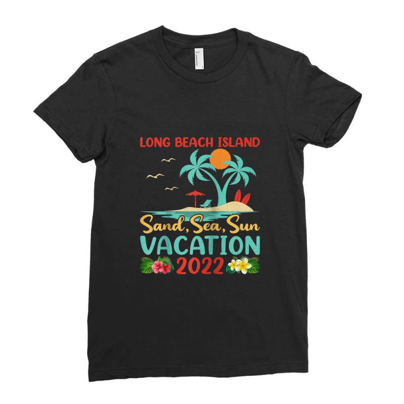 Beach Vacation 2022 Retro New Jersey Long Beach Island Raglan Baseball Ladies Fitted T-Shirt by Tiktify | Artistshot