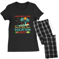 Beach Vacation 2022 Retro New Jersey Long Beach Island Raglan Baseball Women's Pajamas Set | Artistshot