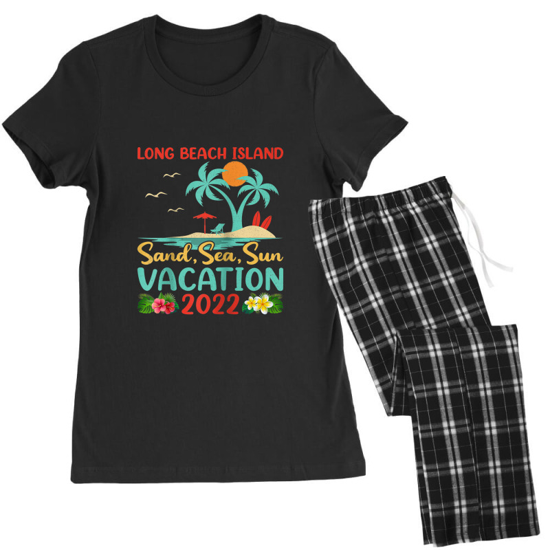 Beach Vacation 2022 Retro New Jersey Long Beach Island Raglan Baseball Women's Pajamas Set by Tiktify | Artistshot