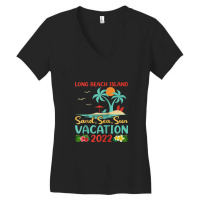 Beach Vacation 2022 Retro New Jersey Long Beach Island Raglan Baseball Women's V-neck T-shirt | Artistshot