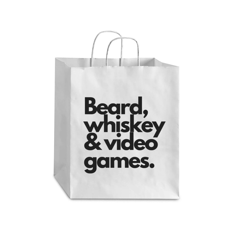 Beard, Whiskey & Video Games  Manly Whiskey Drinker Debie Paper Bag - 10 X 5 X 13 | Artistshot