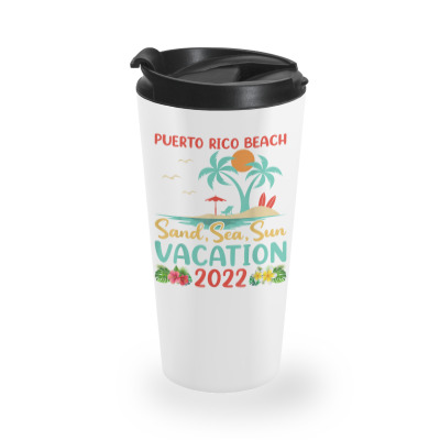 Beach Vacation 2022 Retro Sunset San Juan Puerto Rico Beach Travel Mug Designed By Tiktify