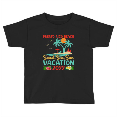 Beach Vacation 2022 Retro Sunset San Juan Puerto Rico Beach Toddler T-shirt Designed By Tiktify