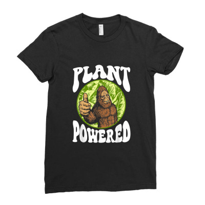 Plant Powered Funny Vegan Vegetarian Bigfoot Squatch Retro Ladies Fitted T-shirt Designed By Lemonjack