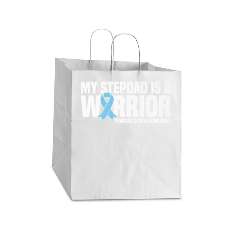 My Stepdad Is A Warrior Prostate Cancer Awareness Premium T Shirt Take Out Paper Bag - 14 X 10 X 15 1/2 | Artistshot