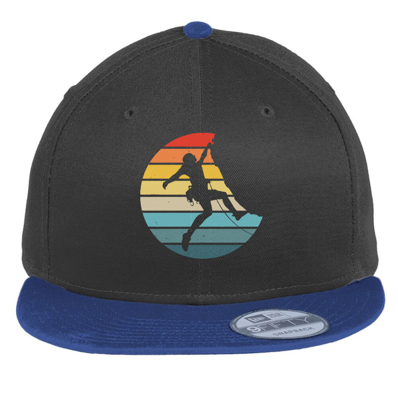 Bouldering T  Shirt Bouldering Silhouette On A Distressed Retro Sunset Flat Bill Snapback Cap | Artistshot