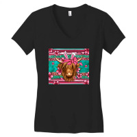 Easter Longhaired Cow Women's V-neck T-shirt | Artistshot