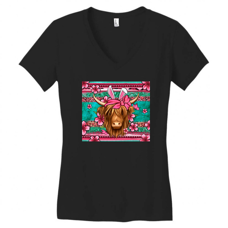 Easter Longhaired Cow Women's V-neck T-shirt | Artistshot