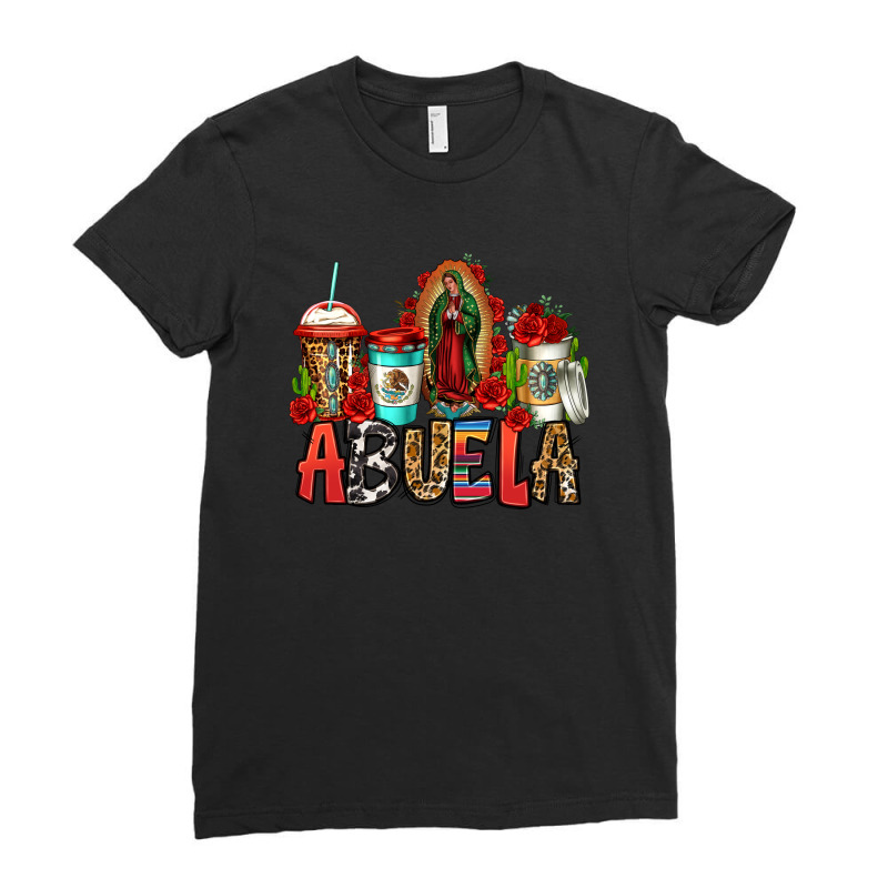 Lady Of Guadalupe Abuela Coffee Cups Ladies Fitted T-Shirt by Jasminsmagicworld | Artistshot